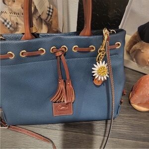 Dooney & Bourke Blue Pebble Leather bag with Tory Burch Charm